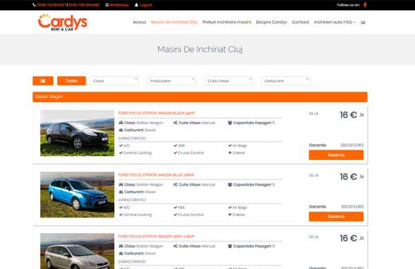 Cardys Rent a Car Cluj - Web Design Cluj - Rezervari masini online